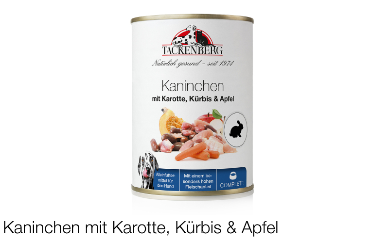 Kaninchen mit Karotte, Kürbis und Apfel