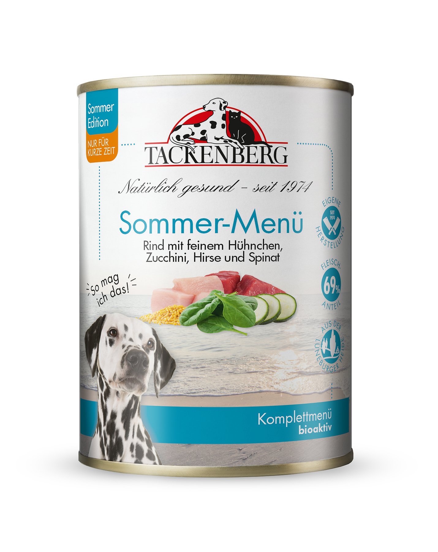 Produkt Bild Sommer-Menü Rind mit feinem Hühnchen, Hirse, Zucchini und Spinat