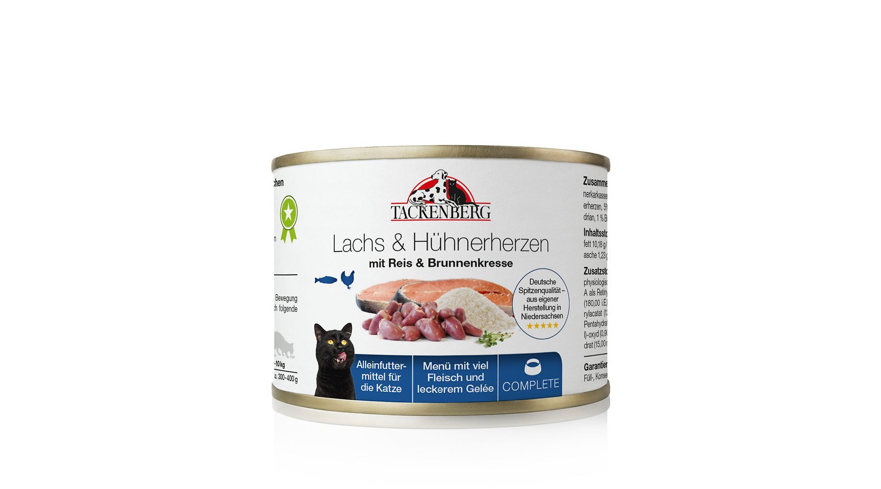 Nassfutter Dose Lachs mit Hühnerherzen für Katzen kaufen | TACKENBERG
