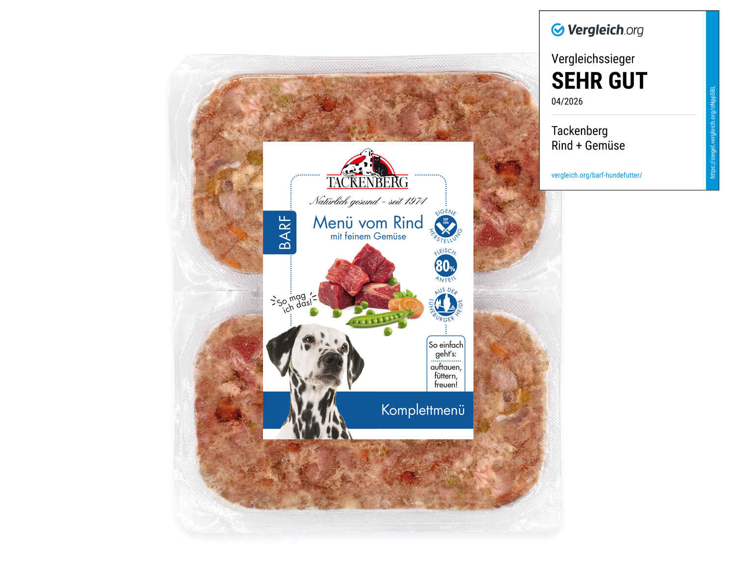 BARF Menü vom Rind mit feinem Gemüse