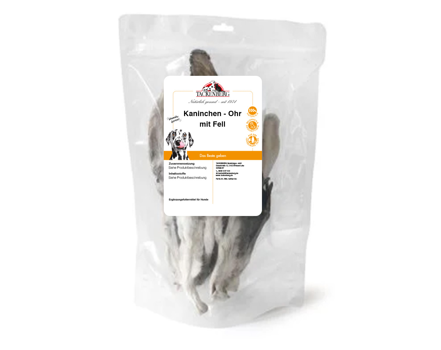 Kaninchenohren mit Fell, getrocknet